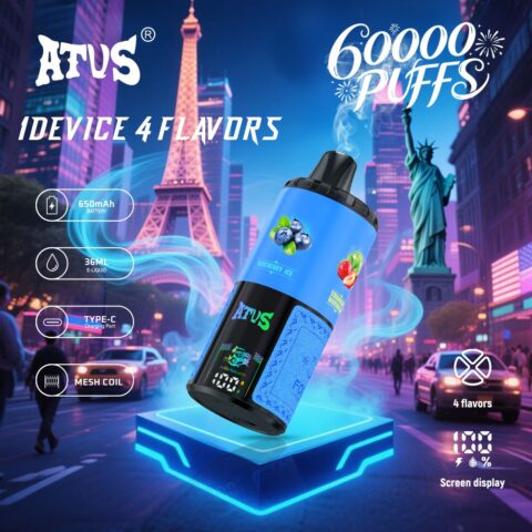 DE030 Wegwerp Vape 60000 Puffs Disposable Vape met LED scherm en instelbare luchtstroom oplaadbaar ATVS Vape