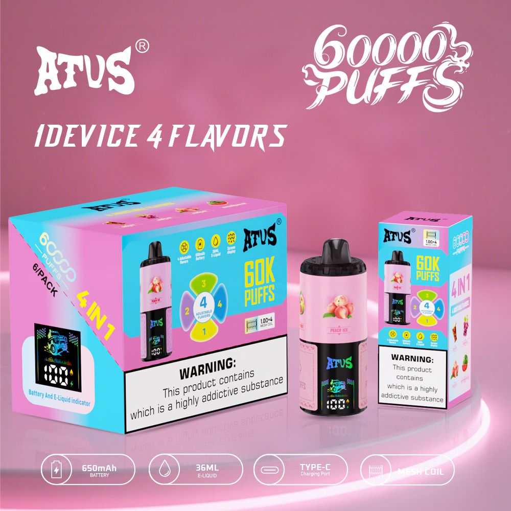 DE030 Wegwerp Vape 60000 Puffs Disposable Vape met LED scherm en instelbare luchtstroom oplaadbaar ATVS Vape