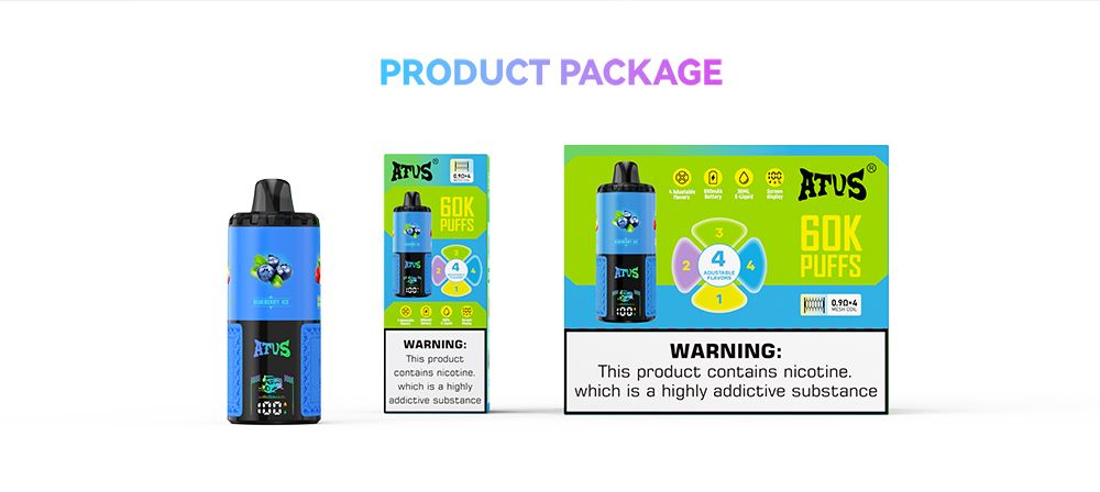 DE030 Wegwerp Vape 60000 Puffs Disposable Vape met LED scherm en instelbare luchtstroom oplaadbaar ATVS Vape