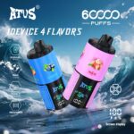 60000 Puffs Vier-in-één wegwerp-vapes met smaak, LED-scherm en instelbare luchtstroom Aangepaste vaporizerpen Groothandel Atvs Atus Wegwerp Elektronische Sigaret 60000 Puff 4-in-1 wegwerp-vape EU-magazijn vape shisha-smaak waterpijp online winkelen