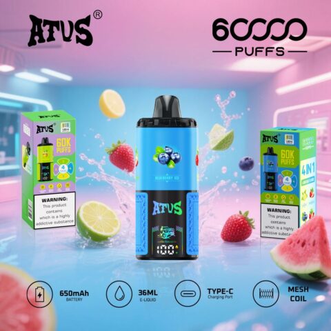 DE030 Wegwerp Vape 60000 Puffs Disposable Vape met LED scherm en instelbare luchtstroom oplaadbaar ATVS Vape
