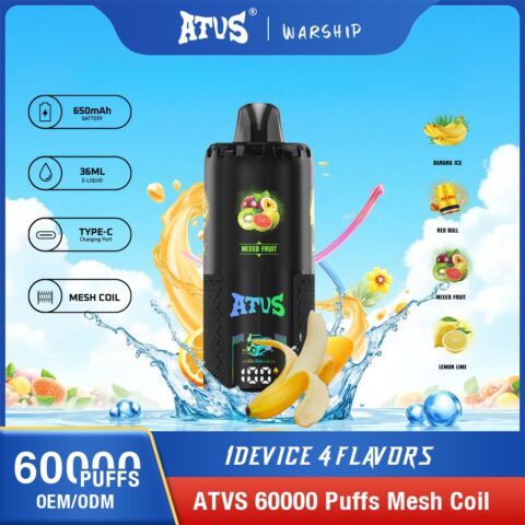 DE030 Wegwerp Vape 60000 Puffs Disposable Vape met LED scherm en instelbare luchtstroom oplaadbaar ATVS Vape